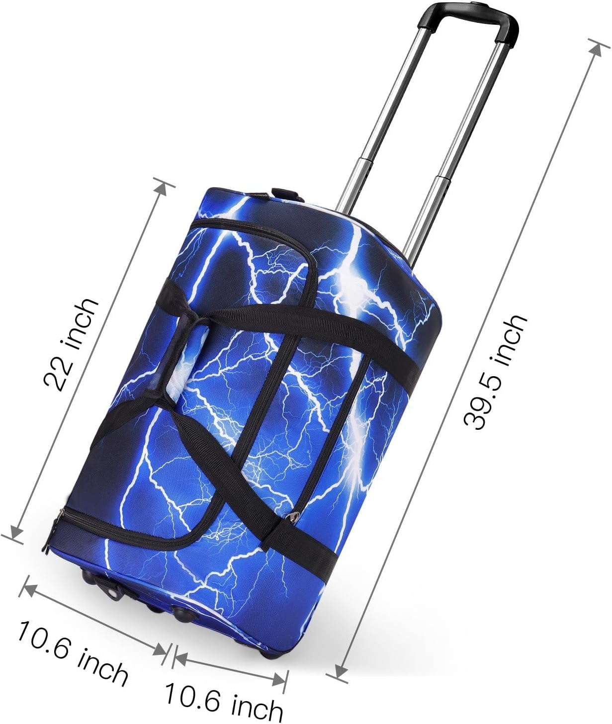 Choco Mocha Boys Suitcase with Wheels, Kids Rolling Duffle Bag Luggage for Travel 22inch, Light Blue