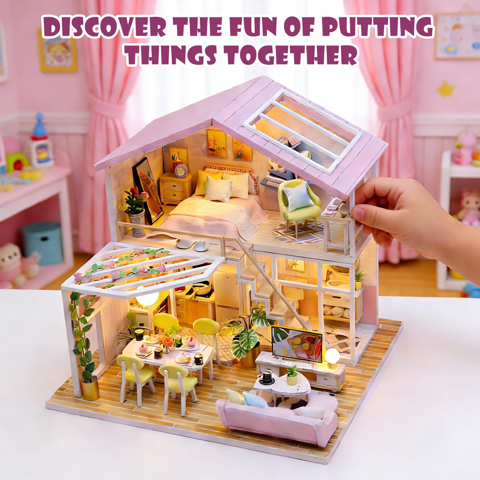Casa en Miniatura para Adultos- Book Nook Kits de construcción de dioramas para Casas de muñecas en 3D de Madera Booknook Tiny Cozy House Decoración Regalo de cumpleaños o Navidad