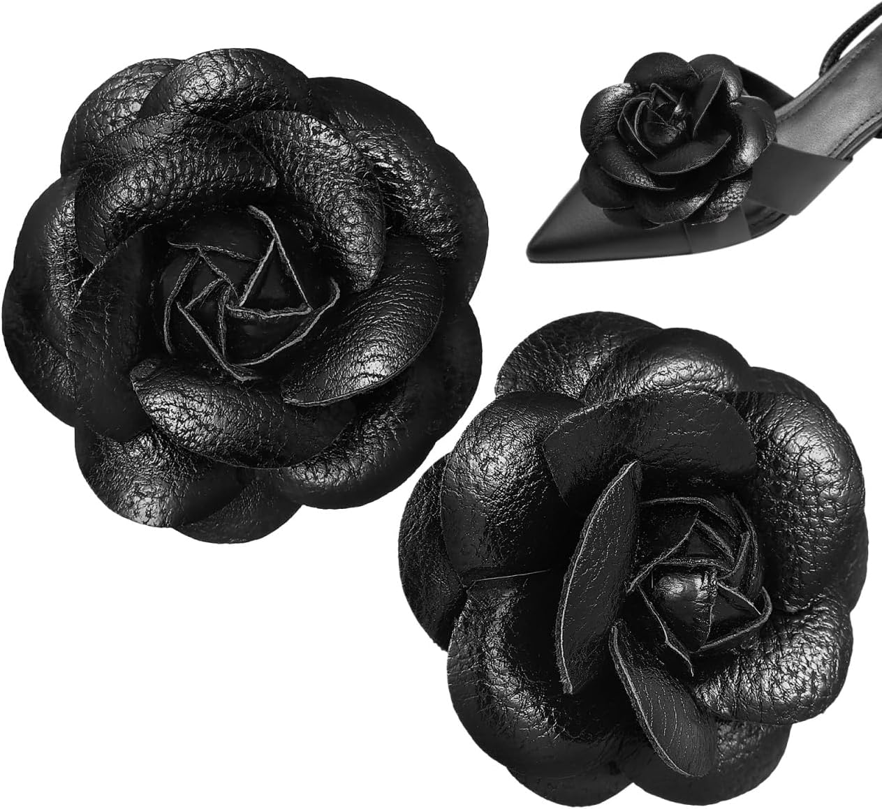 DOITOOL Satin Flower Shoe Clips for Women Decorative Shoe Charms with Duckbill Clips Elegant Floral Embellishments for High Heels Sandals & Boots Bridal Accessories Easy to Attach 2.48X2.48 Inch