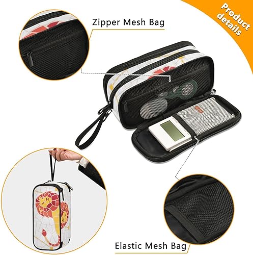 Miniatura 2 de Bolsa de lápices de nylon de la escuela de la fuente Leo estilo amarillo blanco alta capacidad cajas de lápices papelería bolsa para la universidad