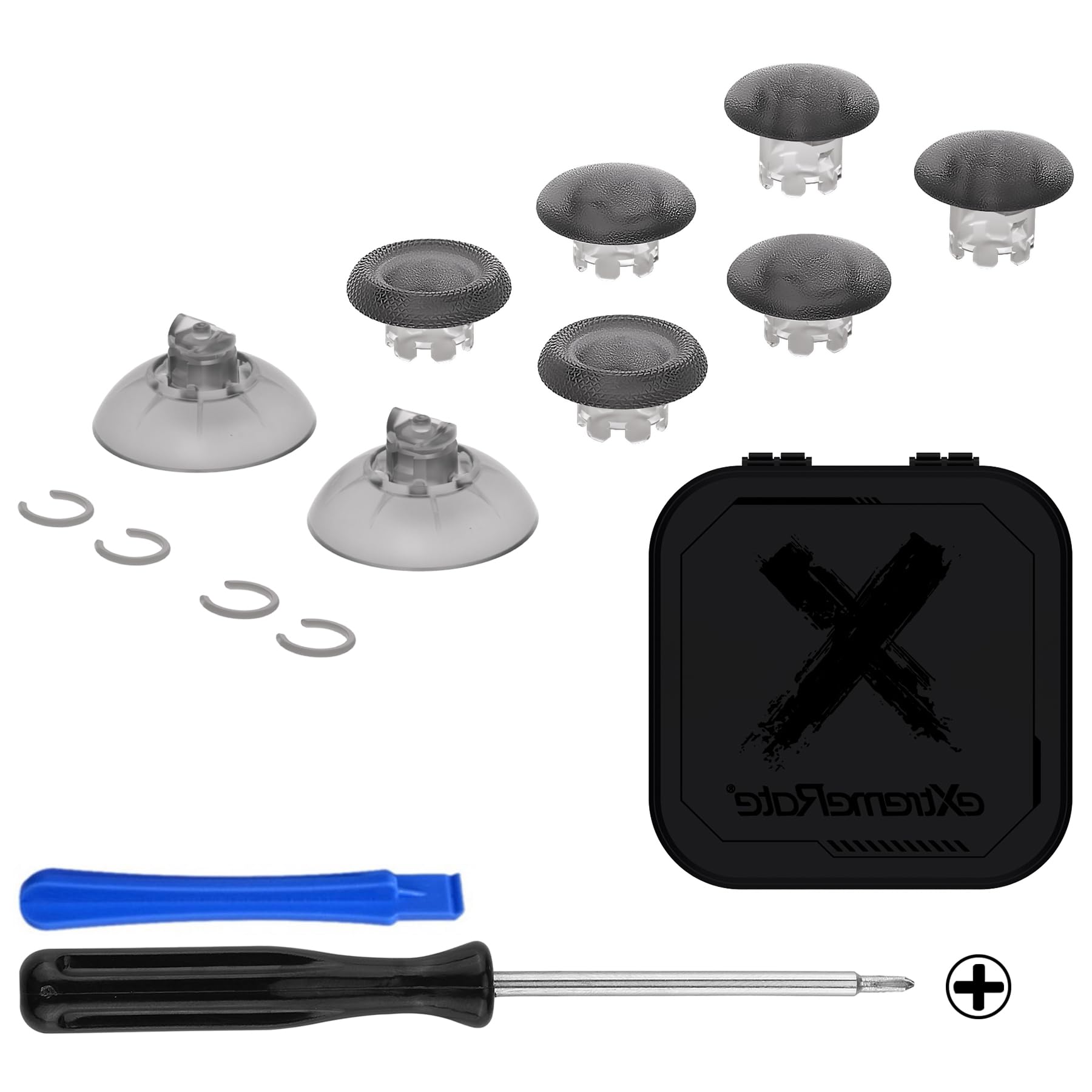 eXtremeRate EDGE Styl Thumbsticks do kontrolerów ps5 & ps4, Niestandardowe Wymienne Drążki Analogowe Dołączone Joysticki do Kontrolerów ps5 - Jasne Czarny