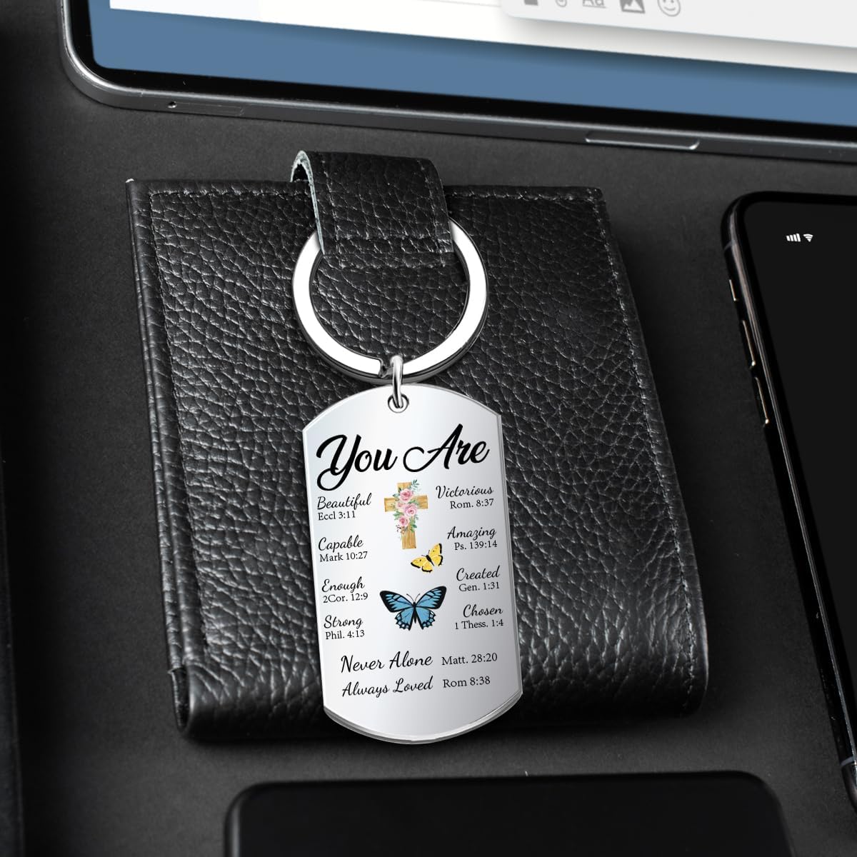 Inspirational Christian Gifts Keychain for Women Positive Affirmations Bible Verse Keyring Religious Gifts for Catholic Friends Daughter Sister - Image 5