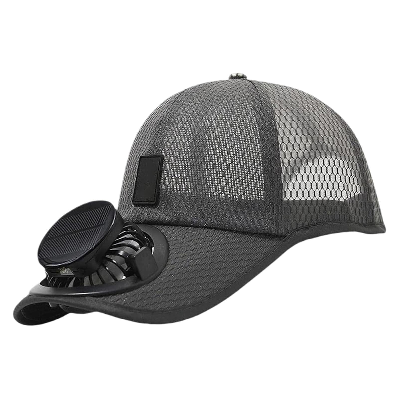 Chapeau Ventilateur d'Extérieur,Batterie 1000 mAh Rechargeable par USB, 3 Vitesses,Chapeau de Baseball ventilé Rechargeable - pour Randonnée Plage Sports Été Plein Air