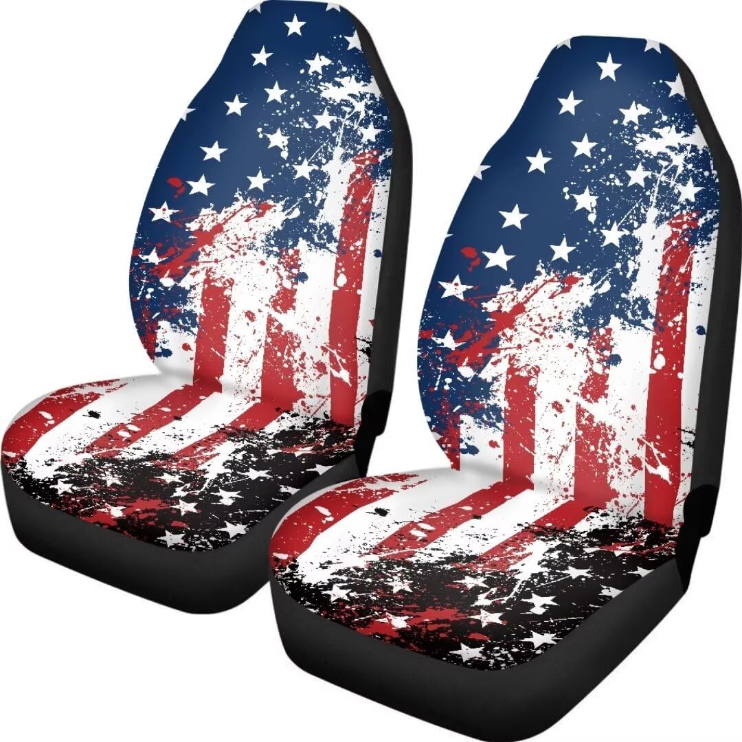 GePrint American Flag Car Seat Covers Front Seats Only Saddle Blanket Vehicle Seat Protector Car Mat Covers for Women Universal Fit Most Cars,Sedan,SUV