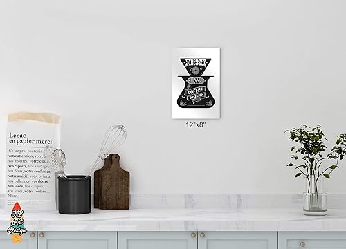 Miniatura 5 de HB Art Design Stressed Blessed and Coffee Obsessed Quote and Coffee Grinder Metal Print Wall Art Coffee Bar Decor Coffee Signs Kitchen Wall Decor