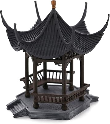 KARESANSUI Traditional Chinese Pavilion - Terrarium Decor, Chinese Aquarium Decoration, Fairy Garden Accessories, Paludarium Decor, Zen Garden Kit, Miniature Pagoda, Dollhouse Accessories VDS0181-D
