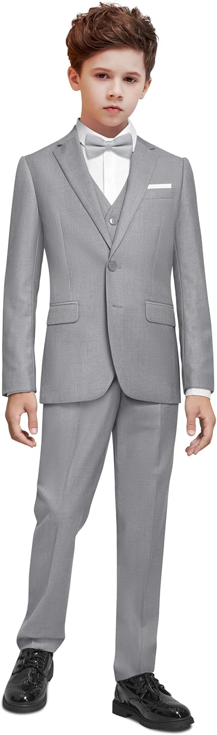 Boys Suit Set with Suspenders, Suit with 3 Versions-Regular, Slim and Husky