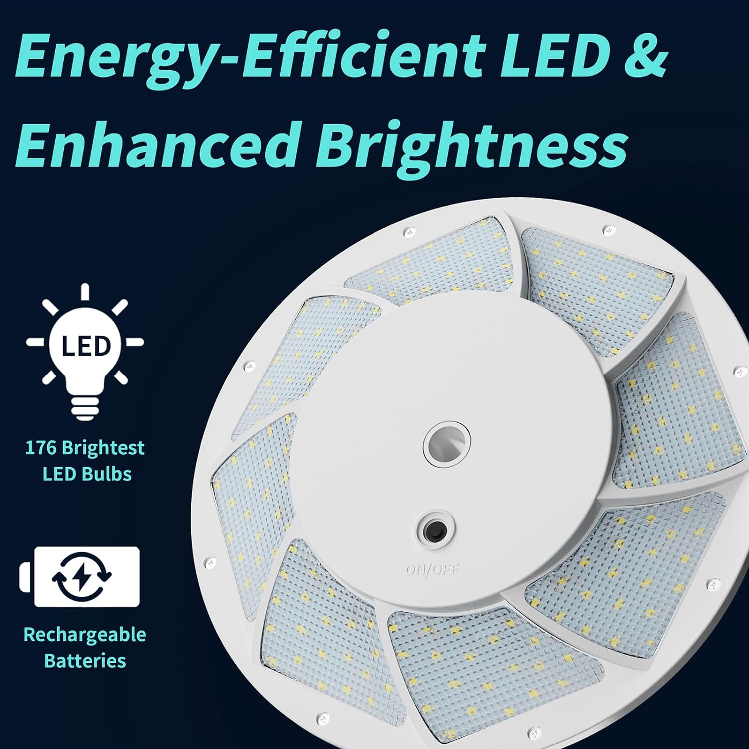 HOOPLE Solar Flag Pole Light, 176 LED Super Bright Flagpole Light for 15-25 Ft In-Ground Poles, Solar Powered Dusk to Dawn Lighting (White)