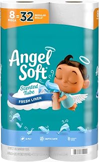 Toilet Paper with Fresh Linen Scented Tube, 8 Mega Rolls = 32 Regular Rolls, Soft and Strong Toilet Tissue