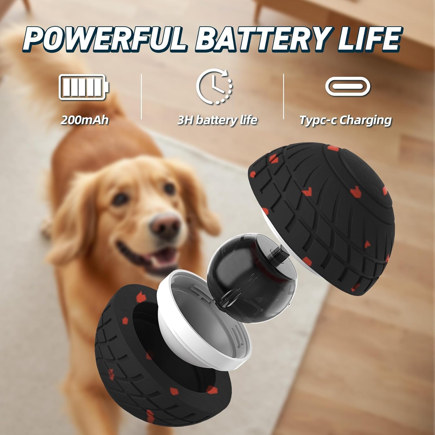 HETOO Interactive Dog Ball: Interactive Toys for Large Dogs- Moving Bouncing Smart Dog Toy Balls - ETPU Ball for Aggressive Chewers Small Medium Large Dogs to Keep Them Busy, Black
