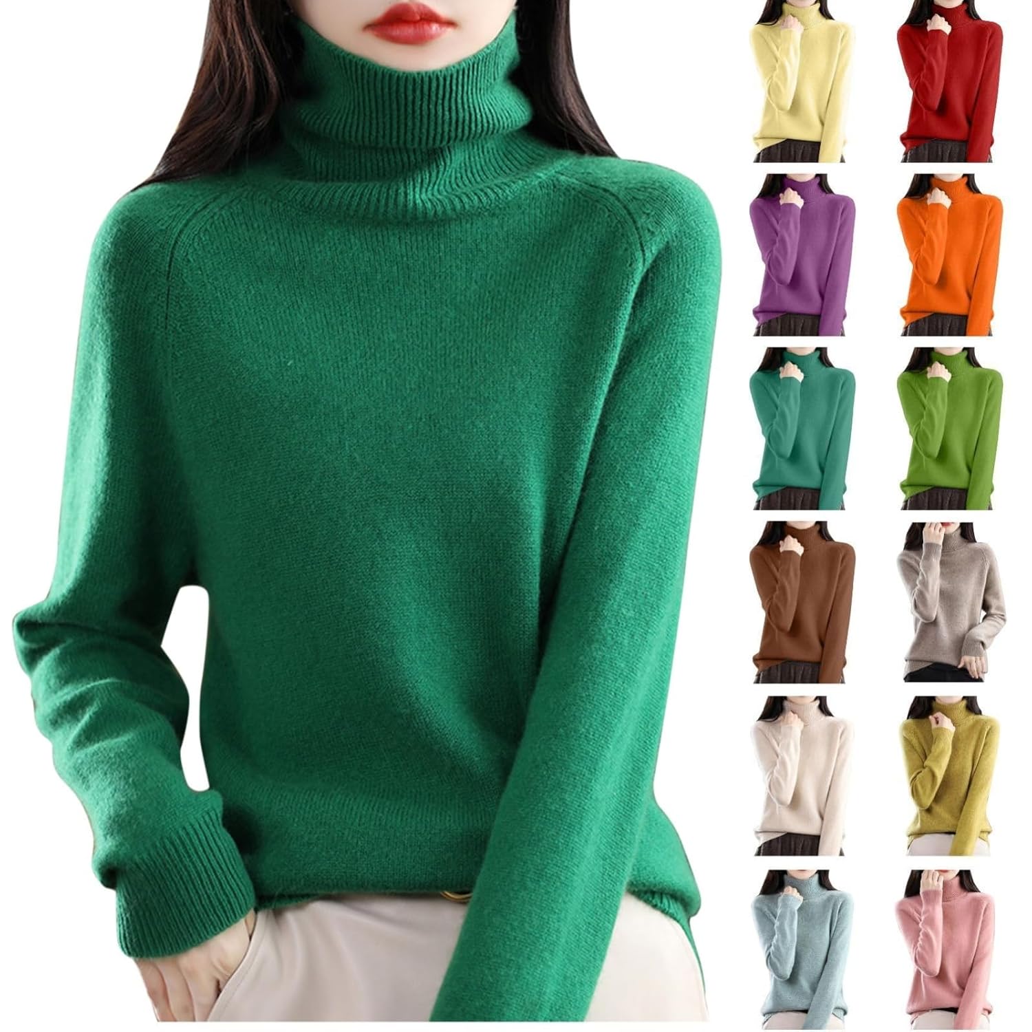 Cashmere Turtleneck Sweaters for Women Long Sleeve Soft Merino Wool Sweater Fall Winter Cozy Warm Knit Pullover