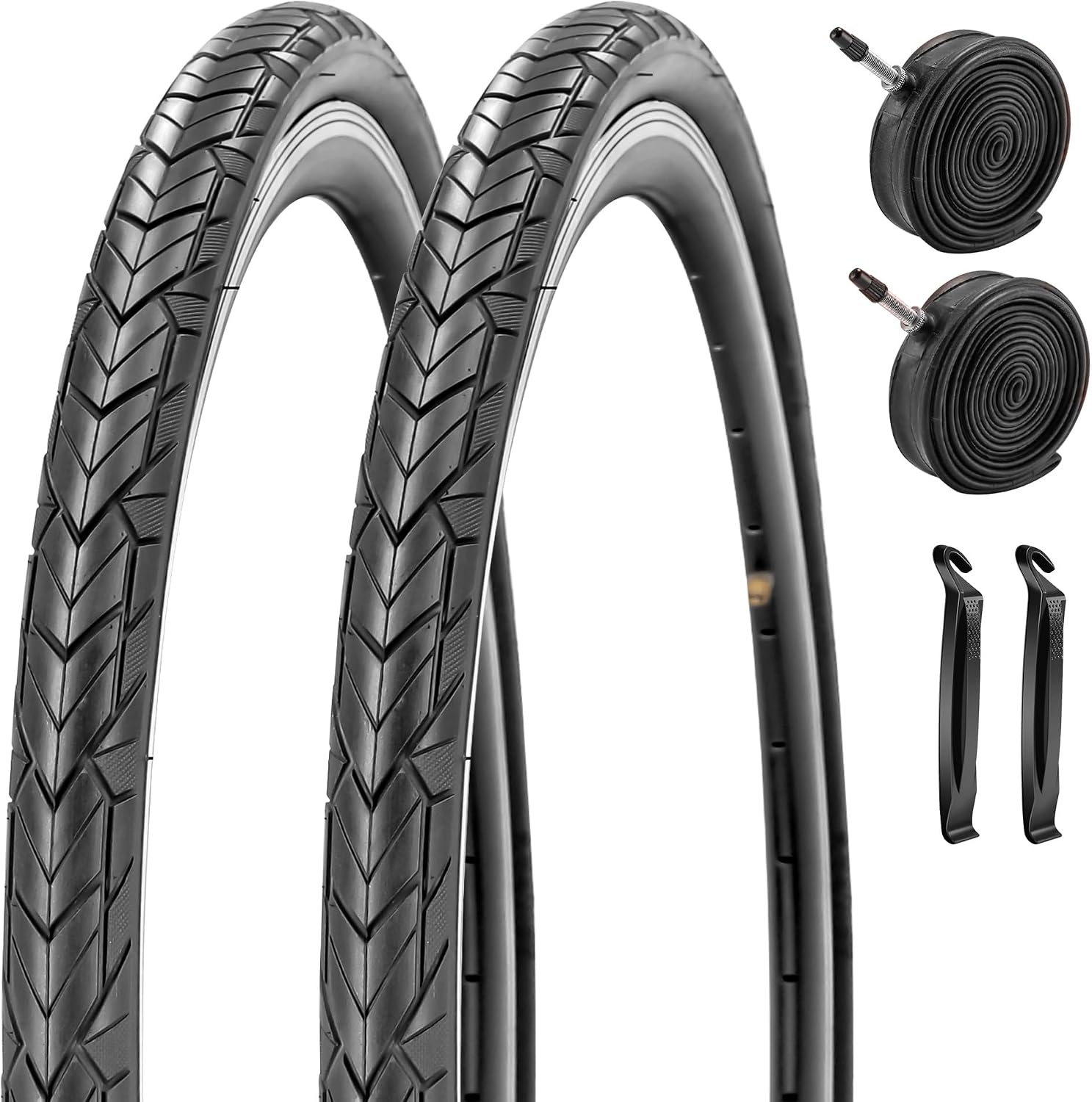 700x35C/37-622 Bike Tires and Inner Tubes with FV Presta or AV Schrader Valves Inner Tubes 2 Pack 700C Road Bike Tires Black Wall or Brown Wall for Hybrid Bicycles Tyres