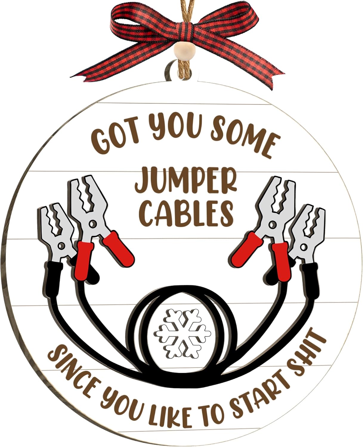 Funny Christmas Ornaments, Funny White Elephant Gag Gifts, Unique for Adults, Women, Coworkers, I Got You Some Jumper Cables Ornament, Sarcastic Office Hanging Xmas Decoration