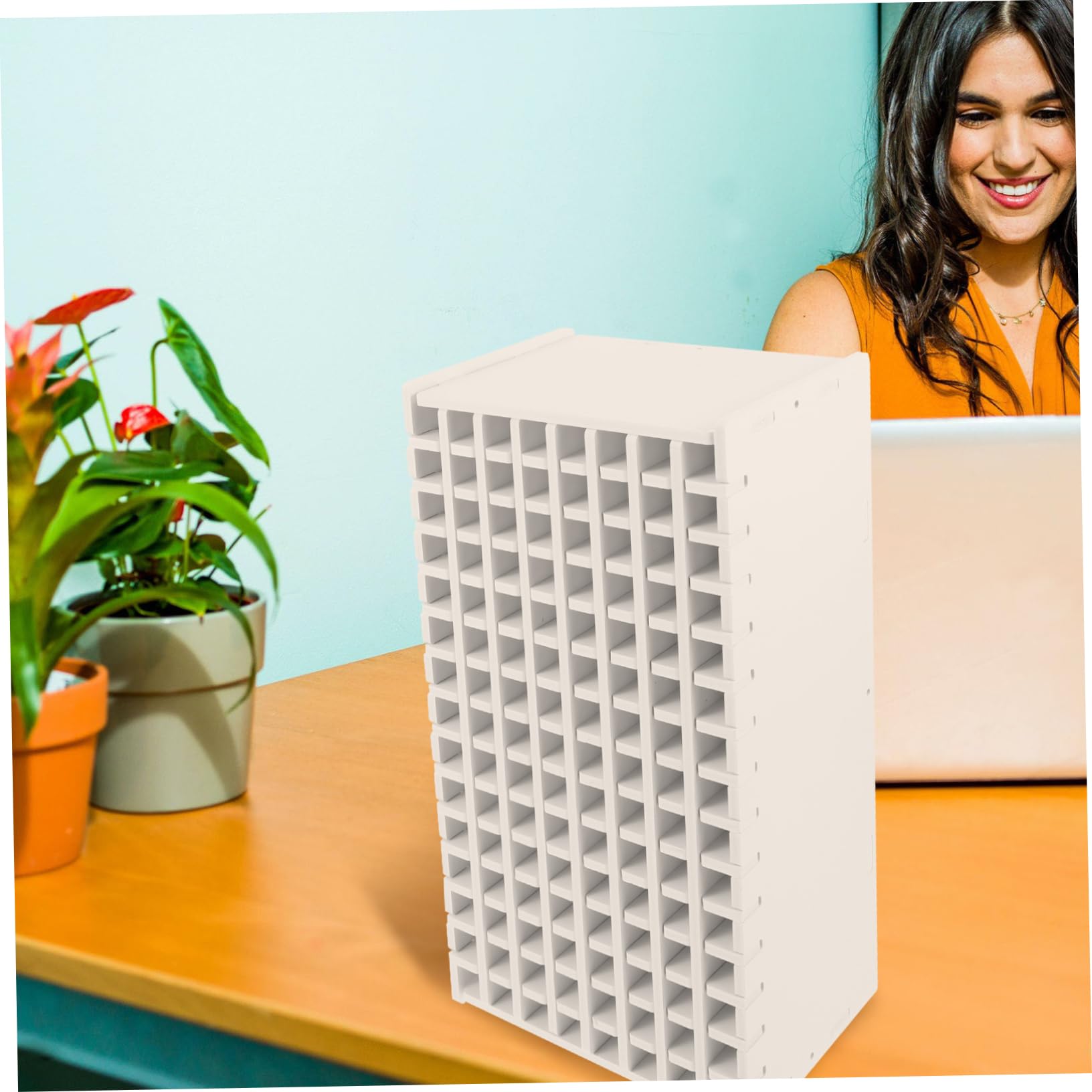 Mikikit Organizer per Pennarelli Multi-funzione in Legno Compartimenti Sicuri per Decorazioni Scuola, Porta Pennarelli da Scrivania per Insegnanti e Ufficio Bianco