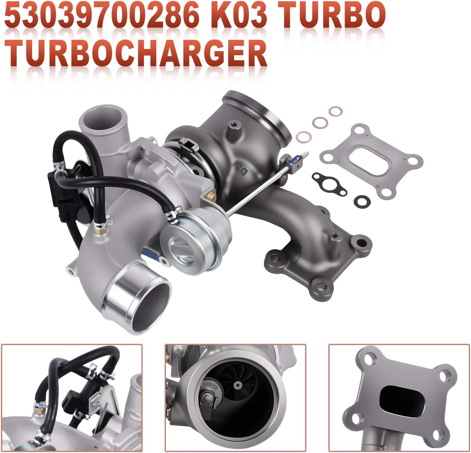 53039700286 K03 Turbo Turbocharger Compatible with 2013-2016 Ford Focus Fusion Taurus Escape Lincoln MKZ MKC 2.0L Replace 53039700272 53039700287 53039700368