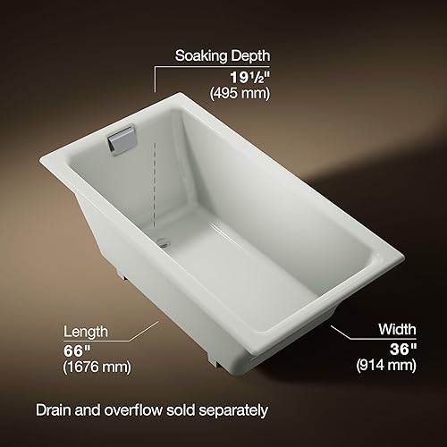 Miniatura 17 de KOHLER Tea-for-Two® 66" x 36" bañera empotrada o empotrada Blanco