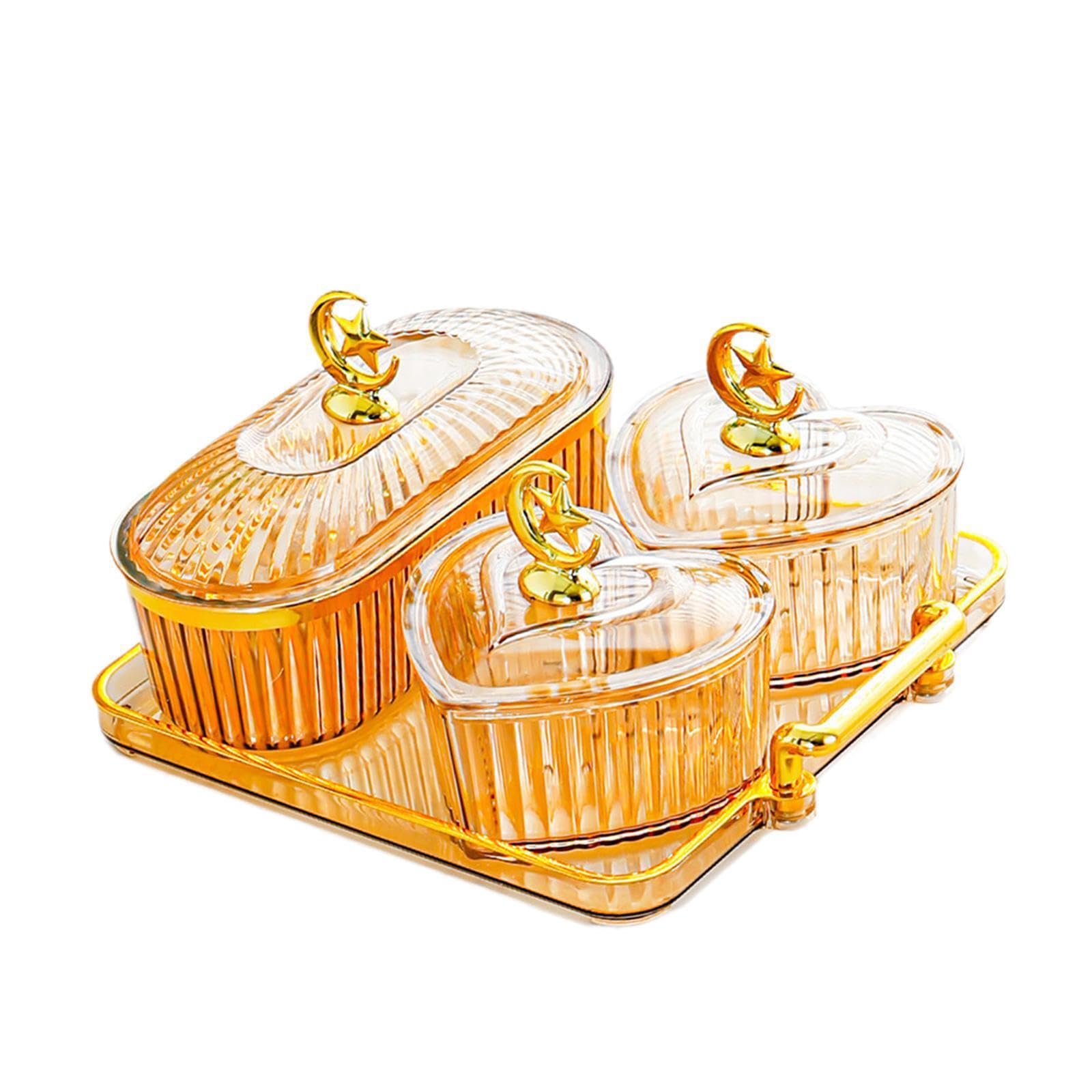 TUXCAXI Fruit Container With Lid Tray Multi Compartments Keeps Dried Fruits Snacks And Fresh Fruits Deliciously Safe Divided Serving Platter Snack Storage