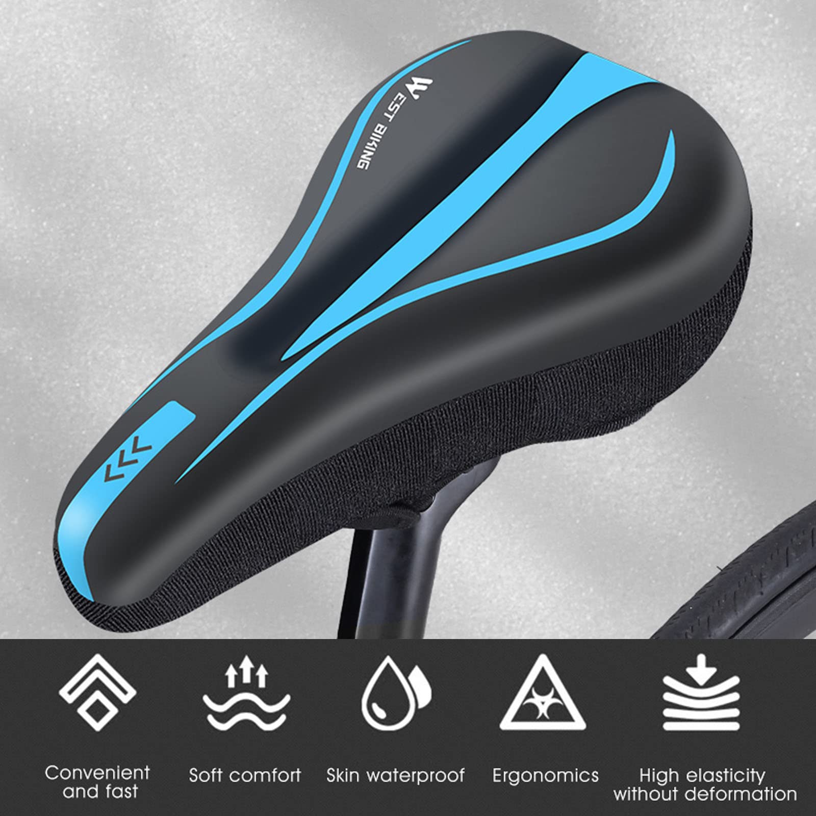 Comodo Sedile per Bici Morbido in Memory Foam e Gel per Uomo Donna Sella per Bici di Ricambio Compatibile con Peloton Electric Indoor Cyclette per Bici da Strada,Blue