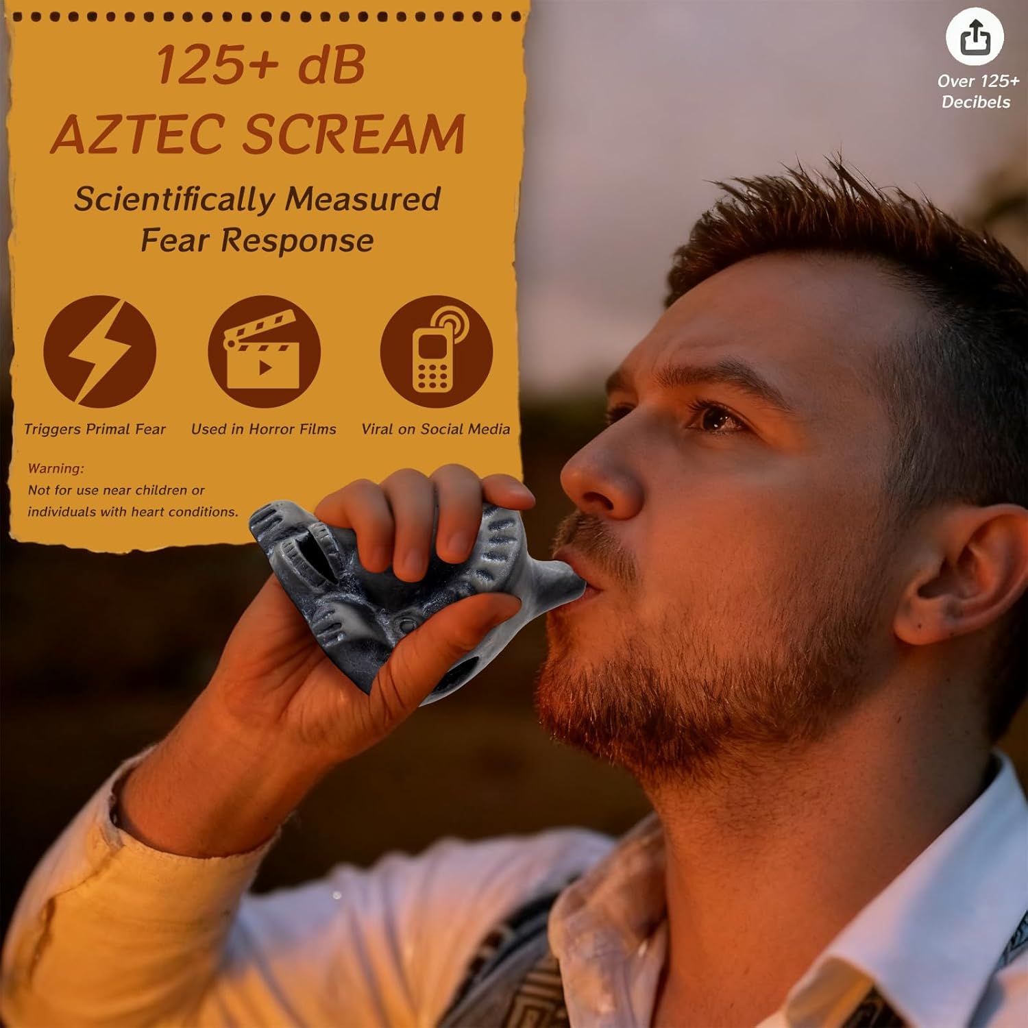 Authentic Aztec Death Whistle - Handcrafted Clay Skull with Ear-Piercing Scream Sound for Horror Films, Halloween Pranks & Spiritual Rituals (Vintage Black) - Image 6