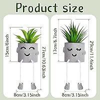 Vista 3 de Planta artificial en maceta, decoración de cubículos de plantas suculentas falsas, lindas plantas de escritorio falsas, patas colgantes, decoración