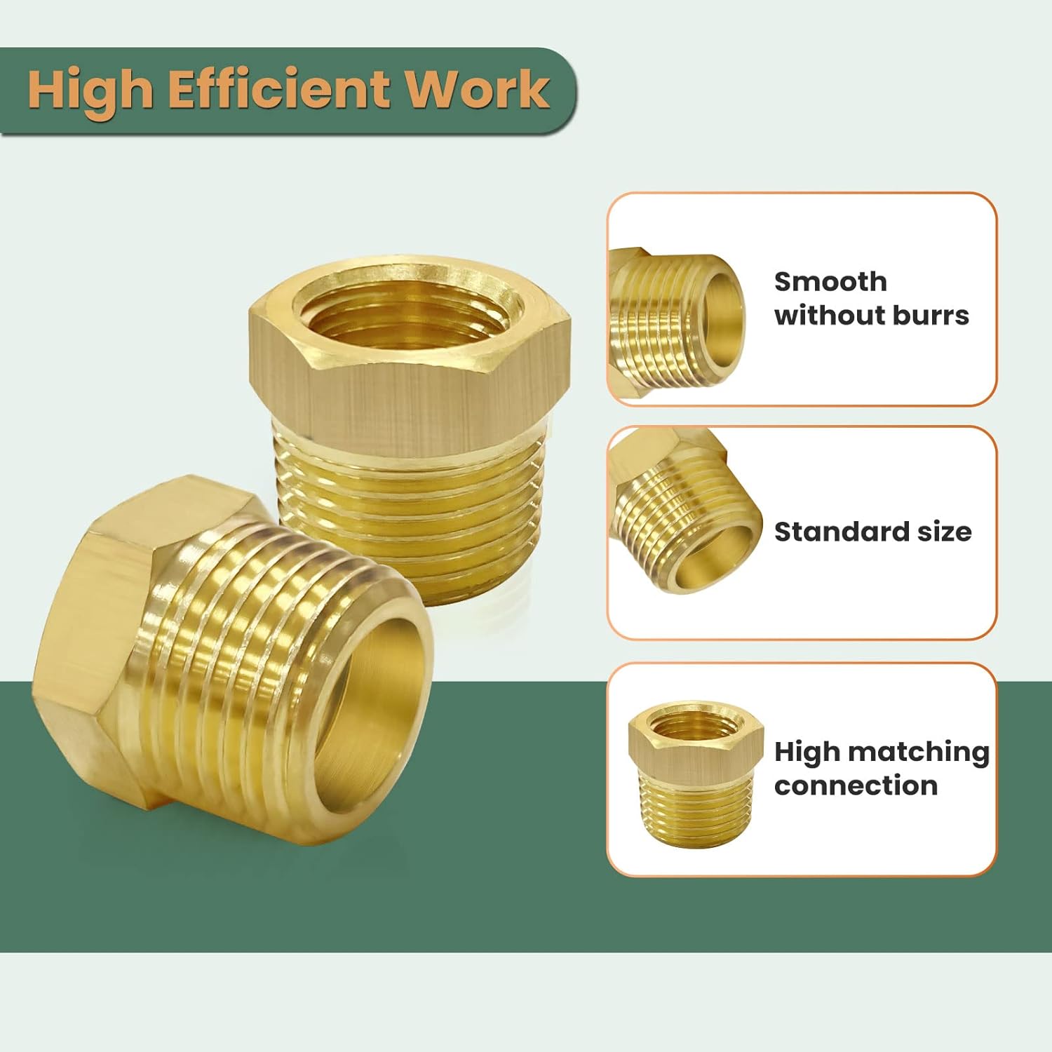 gotonovo Brass Pipe Fitting 1/4 Inch Female Pipe 1/2 Inch Male Reducer Adapter Air Hose Adapter Metal Pipe Adapter 2 Pack