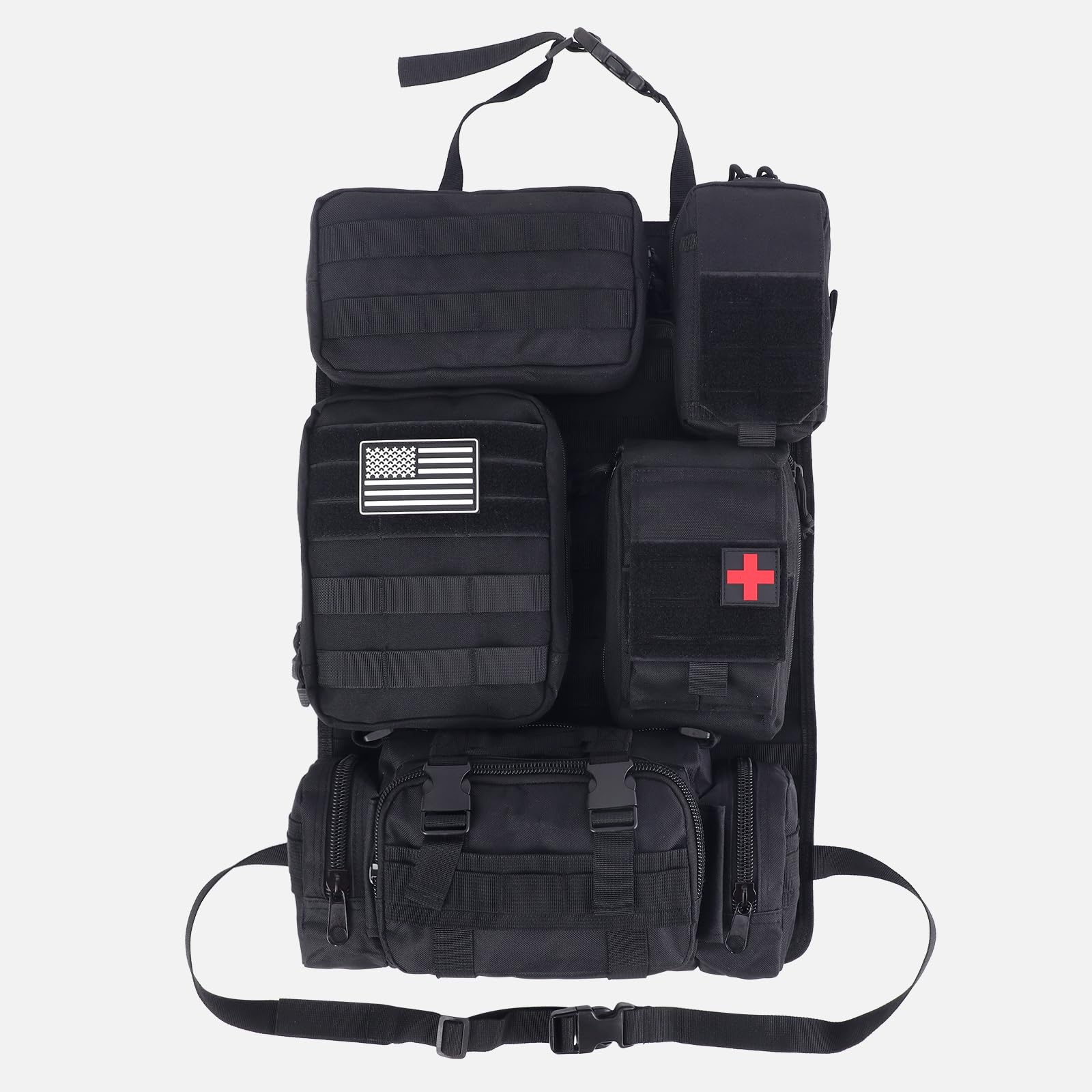 Universal Taktische Autositz-Rücksitz-Organizer-Tasche, taktische Molle-Fahrzeug-Organizer, Panel, taktische Ausrüstung, Zubehör, Jeep, Fahrzeug (schwarz)