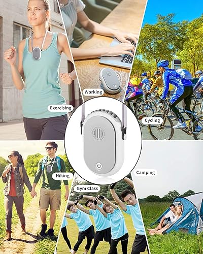 Miniatura 6 de Ventilador de cuello colgante portátil recargable con cordón ajustable de 3 velocidades, mini ventilador personal USB para pestañas, mujeres, niños,