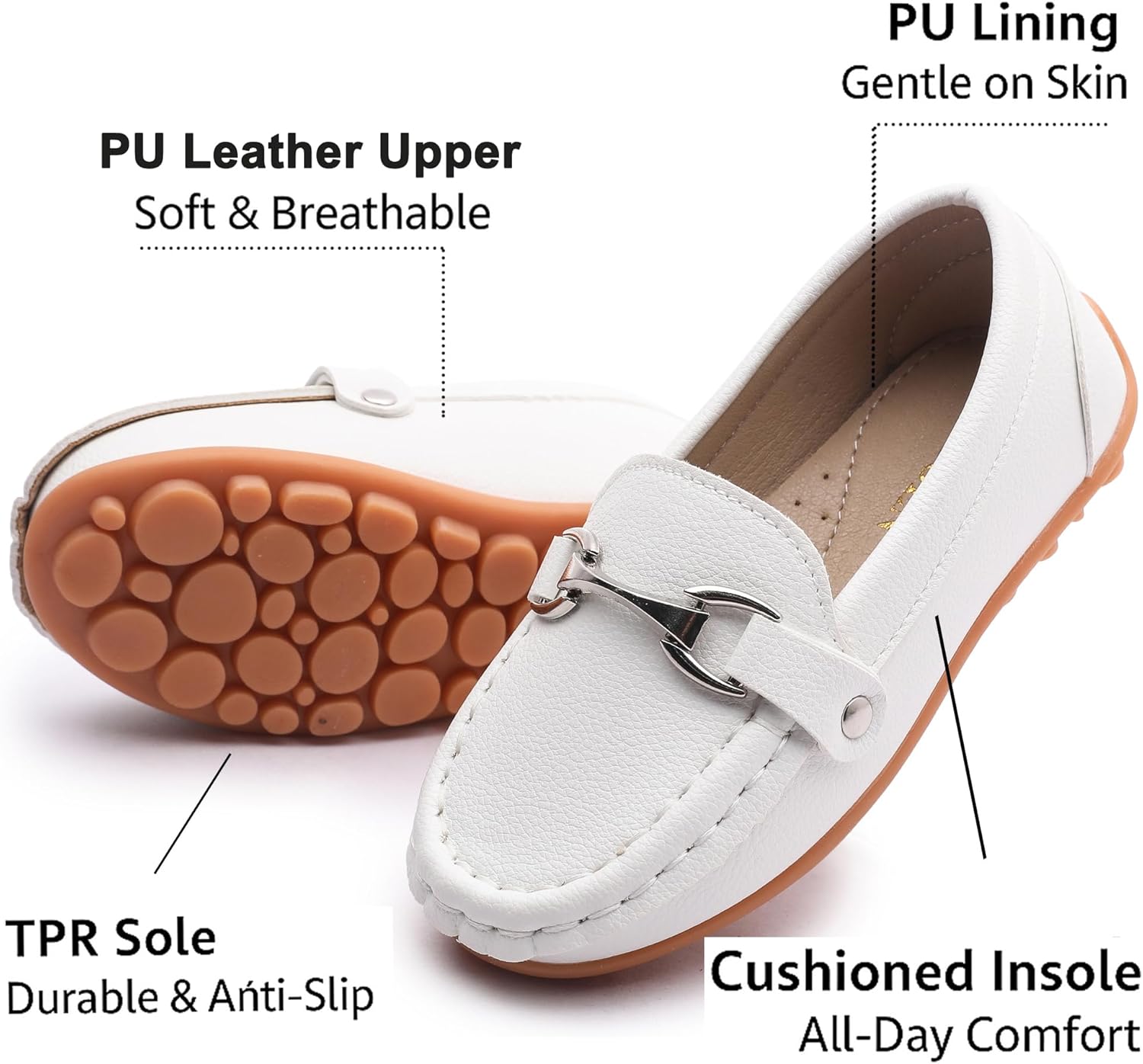 LONSOEN Kids Slip-On Loafers, Synthetic Suede Moccasin Driving Shoes, Non-Slip Rubber Outsole Lightweight Casual/Dress Boat Shoes for Boys & Girls - Image 3