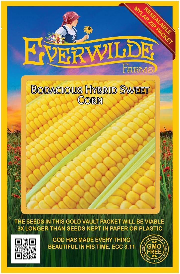 Everwilde Farms - 1 Lb Bodacious Hybrid Sweet Corn Seeds - Gold Vault Bulk