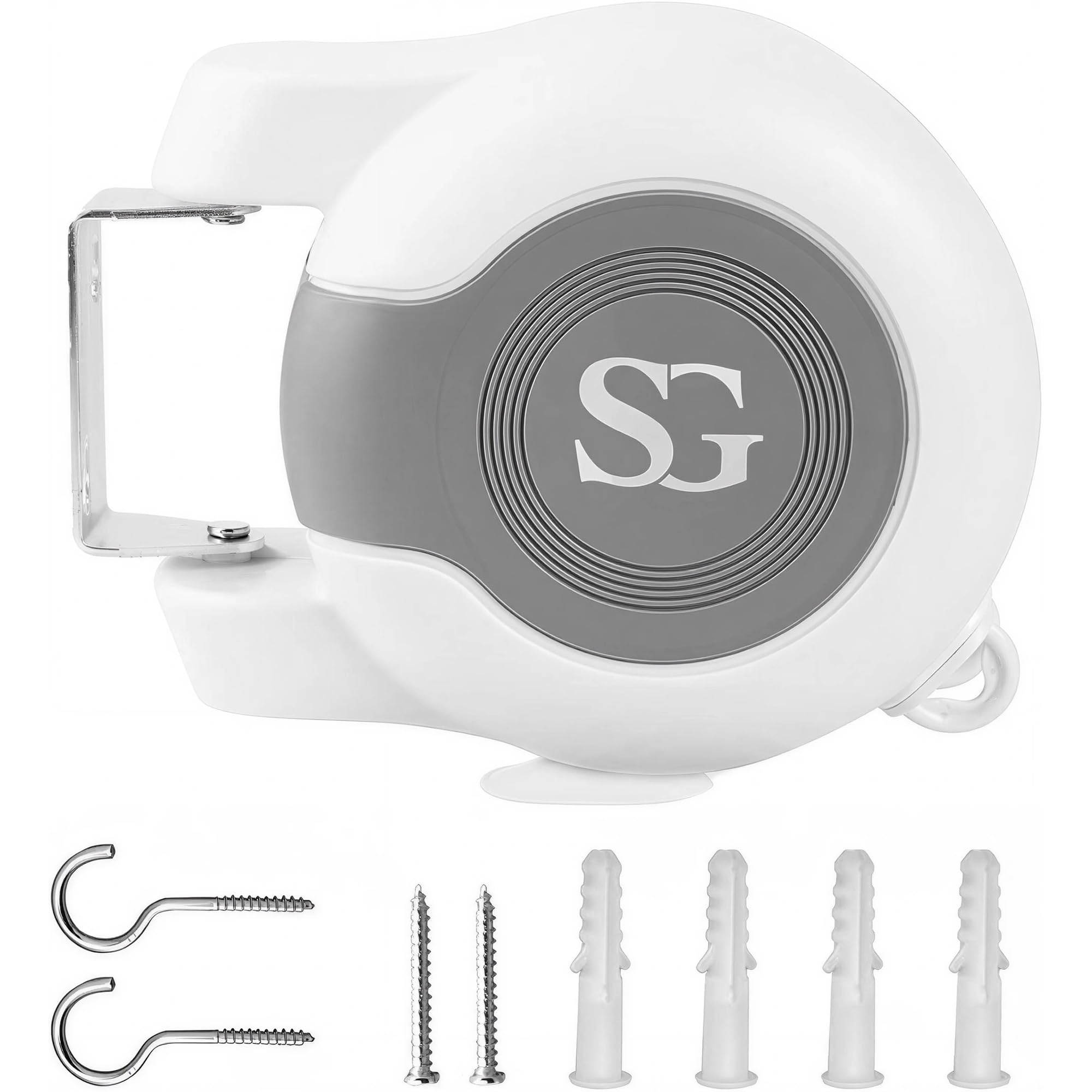 SG Traders Cordomatic Retractable Washing Line 30m Auto Retractable Reel Clothes Washing Line Twin Cable Wall Mounted Clothesline Indoor and Outdoor Clothes Dryer Easy To Install (15m X 2)