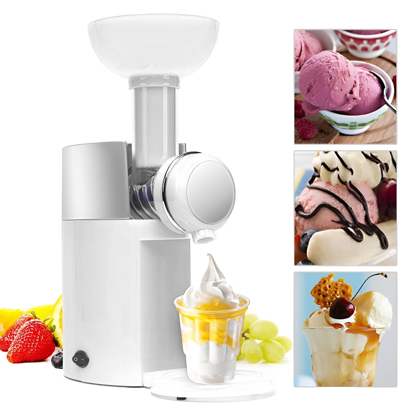 3in1 Eismaschine,Gefrorene Getränkemaschine,Mini-Slush-Dessertmaschine,Ice Maker für Frozen Joghurt,Gefrierbehälter 1000 ml, Abnehmbarer Rührflügel für fruits,yogurt,vegetables (weiß)