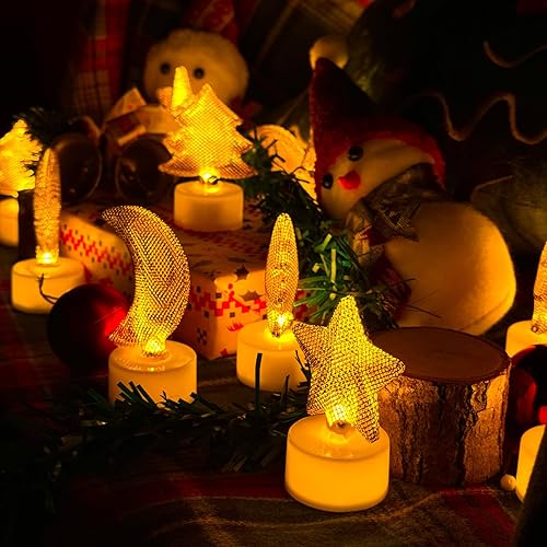 Miniatura 3 de 6 velas de té de luna (hierro), velas LED sin llama que funcionan con pilas para regalos de vacaciones, velas votivas LED mini eléctricas falsas