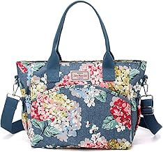 NICOLE & DORIS Sacs à Bandoulière Grande Sac a Main Fleur Femme Sac Fourre Tout Imperméable Sac Epaule Nylon Sac Imprimé Coloré Sac Multi Poches pour Shopping Voyage Bleu 2