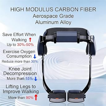Foldable Storage Exoskeleton Walking Device for Mountain Climbing, Adjustable 16Nm Motor Bionic Exoskeleton Power Aid, AI Assistance, Withstand -10~45C for Balanced Health
