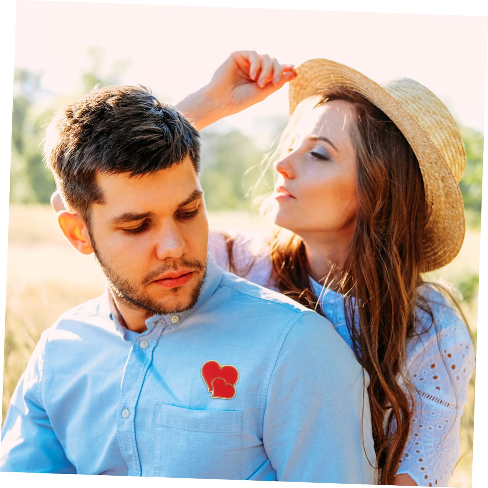 GALPADA 12 Stück Doppelherz-Brosche Hut Für Damen Hüte Und Mützen Pullover Schal Hochzeit Brustnadel Kragennadel Liebesherz Anstecknadel Broschennadel Für Kleidung Herznadel