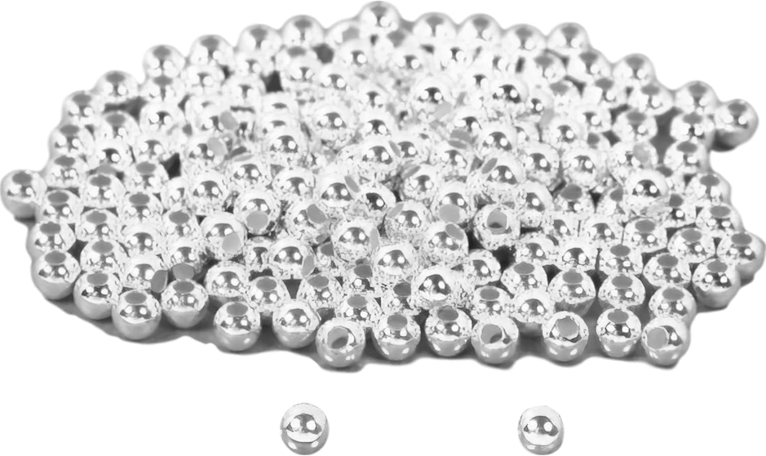 200 Round Beads Ball Beading Sterling Silver Parts 3mm