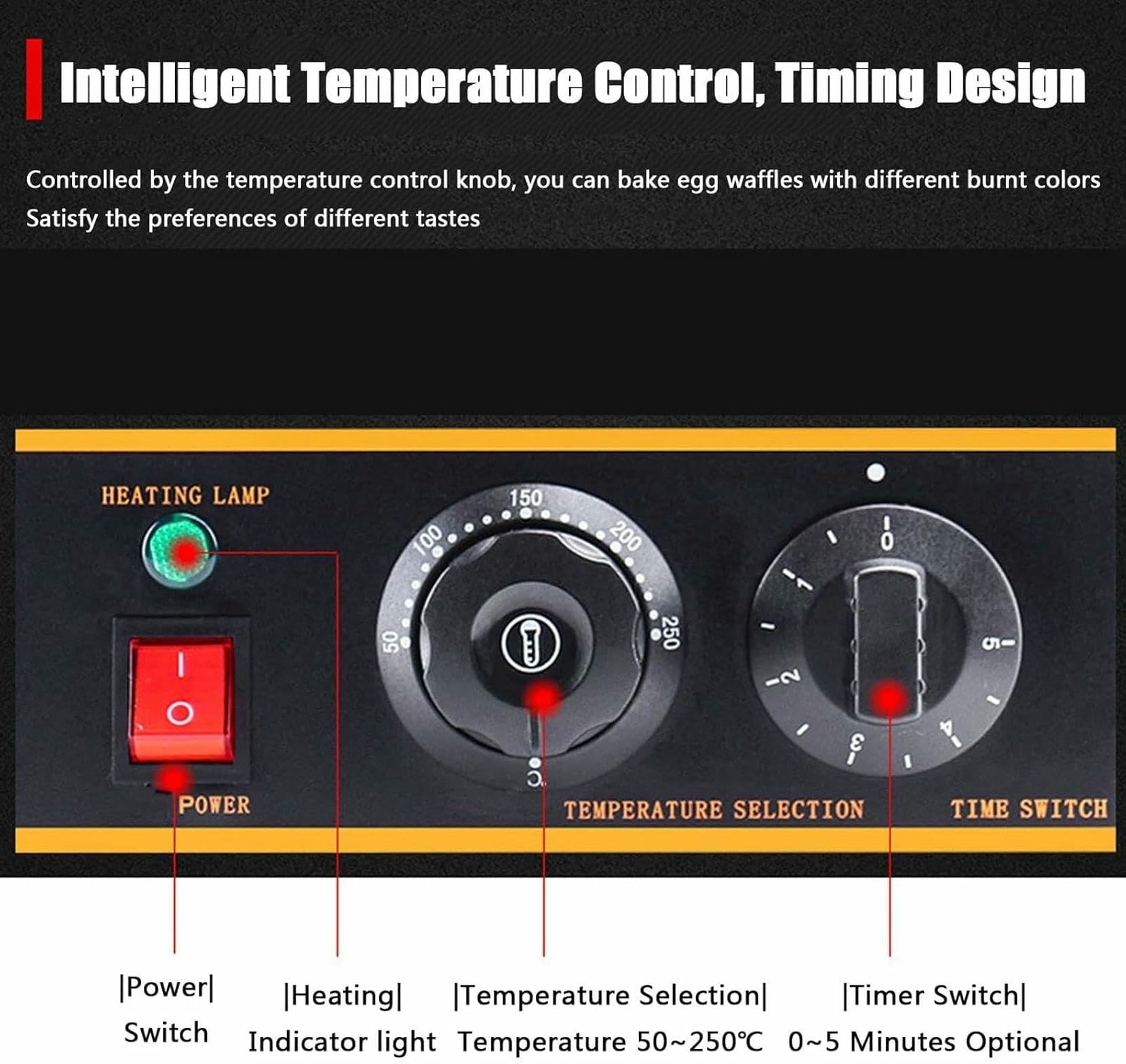 Máquina de gofres redondas comerciales Máquina para hacer gofres eléctricos antiadherentes Máquina de torta de rejilla comercial Control de temperatura y tiempo Máquina de gofres belga para panaderías