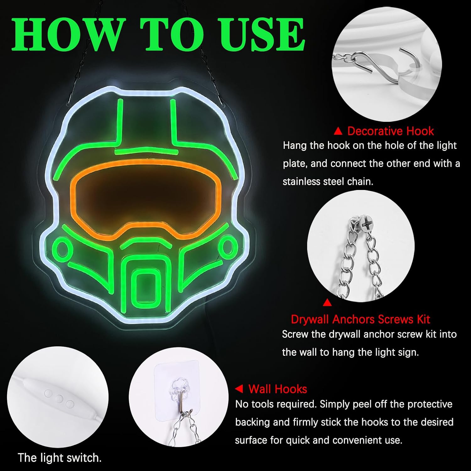 Chief Game Led Lamp Neon Sign Room Decor.Boys Game Gifts Merch Party Supplies for Sign Wall Art Decoration Acrylic USB Powered Unique Night Light Living Kids Room Shop Bar