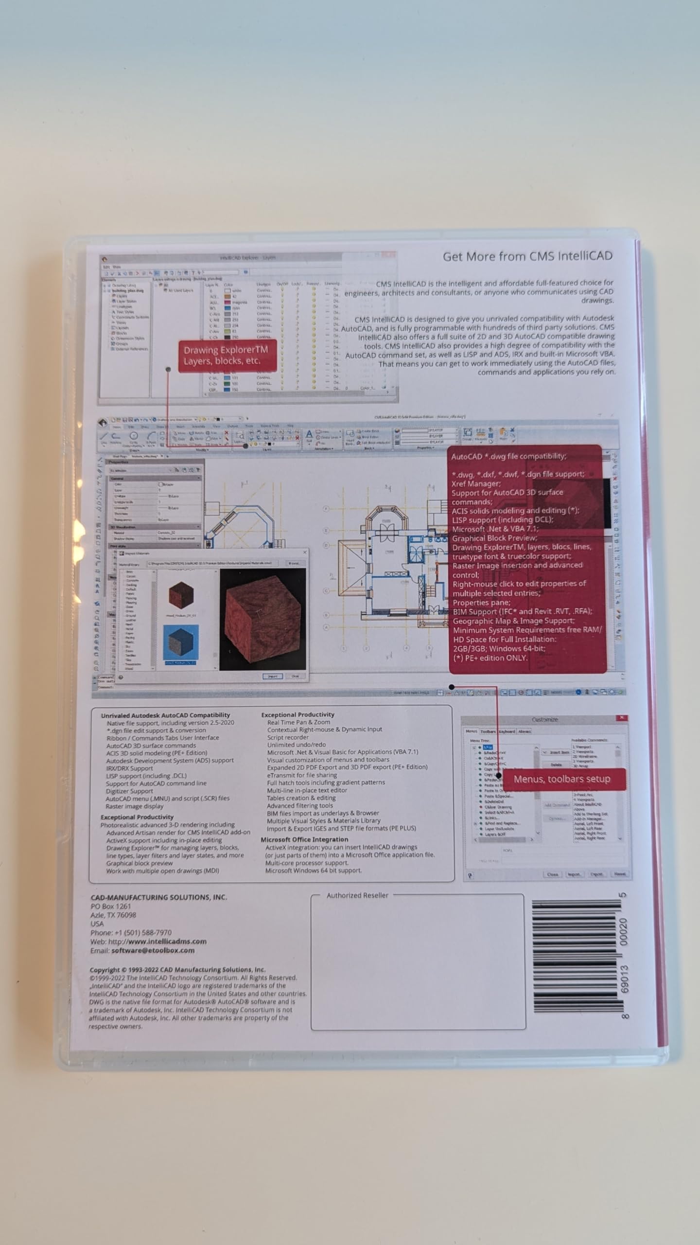 CMS IntelliCAD PE | Logiciel CAO professionnel pour dessin 2D et surfaces 3D compatible .dwg | Licence perpétuelle | 1 Utilisateur | Code d'activation fourni dans le boîtier DVD.