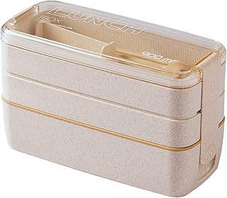 弁当箱 ランチボックス おべんとう箱 汁漏れしにくい 900ml 大容量 麦わら繊維 女性 男子 カトラリー付き (むぎいろ, 900ml)