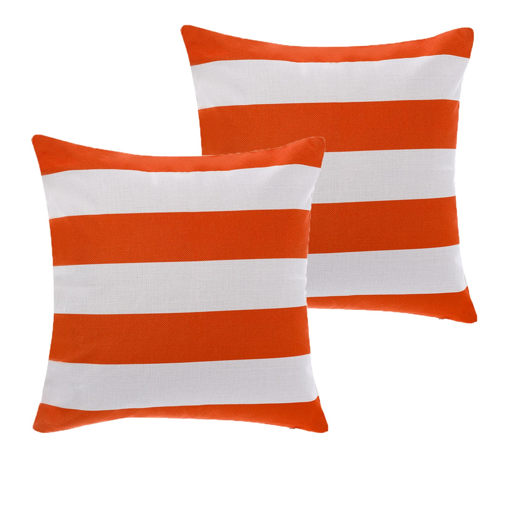 tiggell 2 Pack Waterproof Pillow Covers Outdoor Throw Pillowcases Decorative Garden Cushion Case for Home Garden Patio Couch Balcony Striped (Orange &