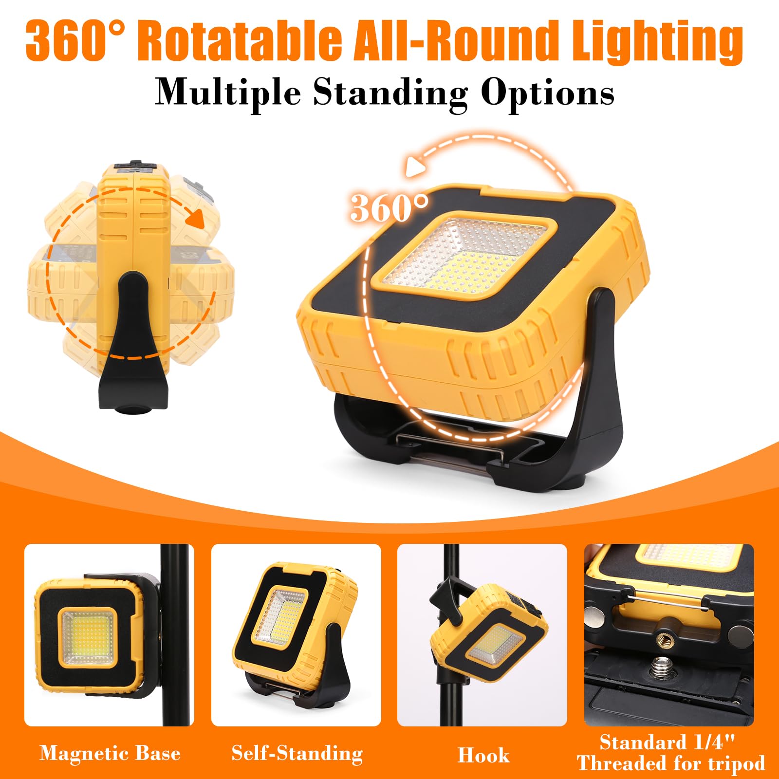 Paquete de 2 luces de barbacoa para parrilla al aire libre, luces de trabajo magnéticas y recargables de 1000 lúmenes con 360° ajustables, luces LED impermeables IPX4, regalos para hombres, papá y 7