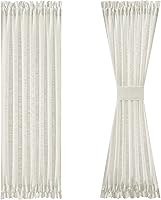 FMFUNCTEX Linen Texture Semi-Sheer Side Light Curtains for French Doors - 24x72 Inch Panels, 2-Pack with Tie-Backs