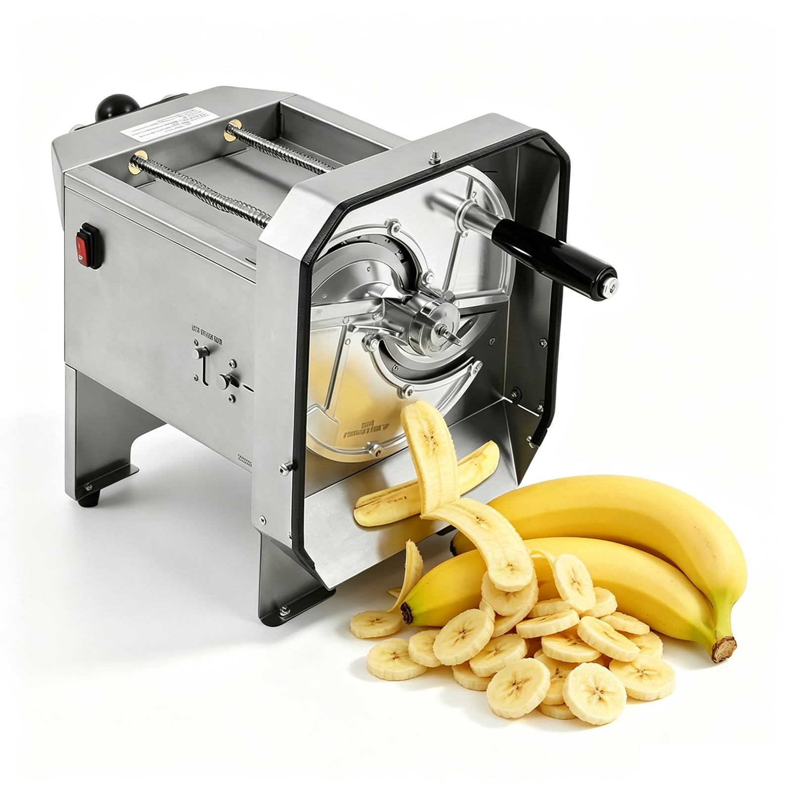 Affettatrice Elettrica per Banane, Affettatrice Professionale con Lame Regolabili (0-9 Mm), Tagliatrice da Banco per Cetrioli E Carote, Funzionamento Manuale Ed Elettrico