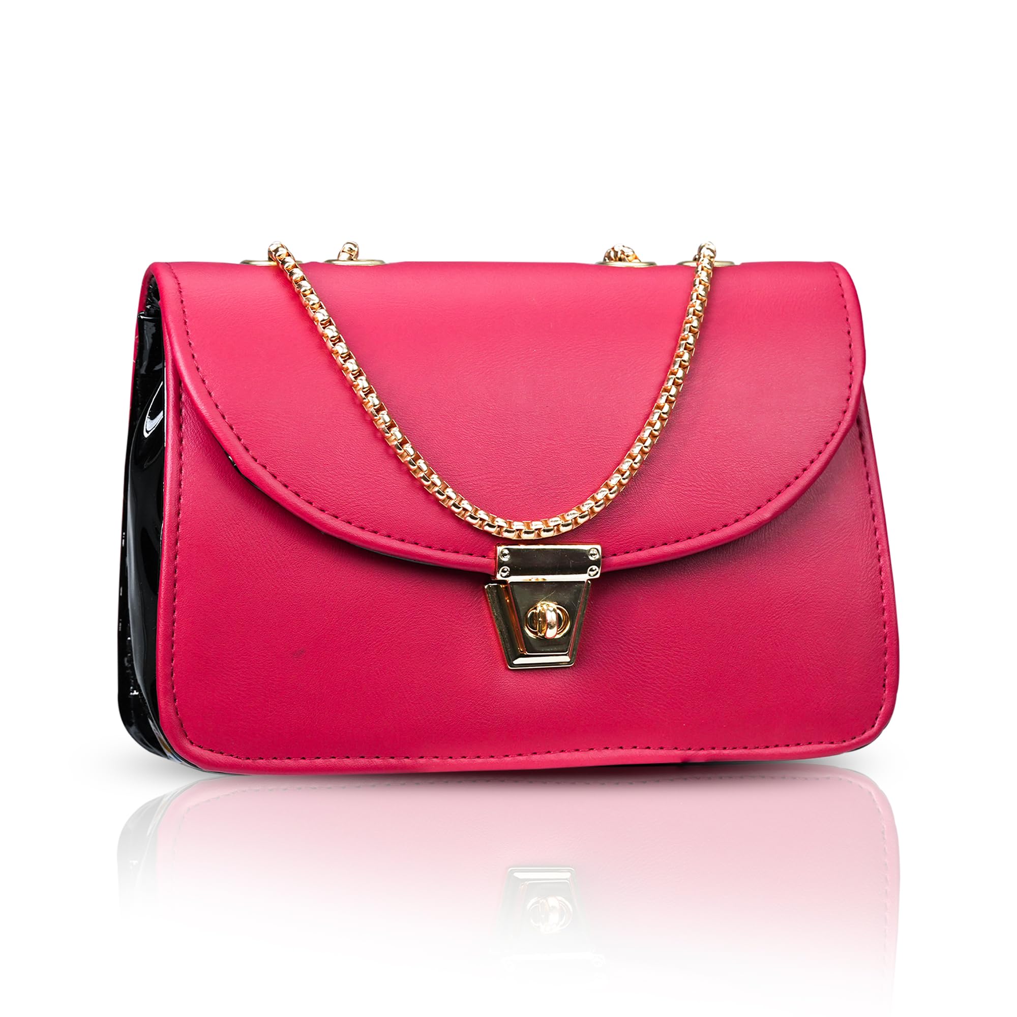 Zupra Womens Sling Bag with Gold Chain Strap, Stylish Sling Bag for Women 22 cm x 15 cm (Rose Red) (B0DC7H1DMS) Amazon Price History, Amazon Price Tracker