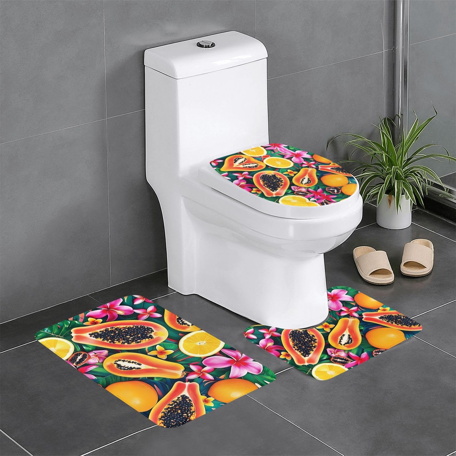 Tapis de salle de bain antidérapants pour sortie de douche et WC WHJDPP orange