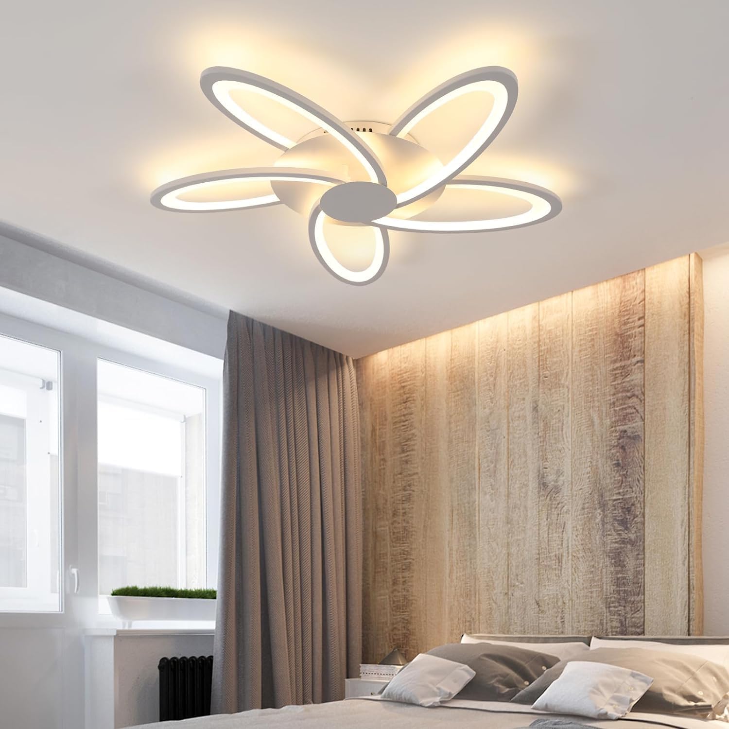 Plafoniera LED Soffitto 60W 6700LM Fiore Design, Luce Calda 3000K | Lampada da Soffitto Moderna, Lampadario LED Bianca per Camera da Letto, Soggiorno, Sala da Pranzo, Ufficio