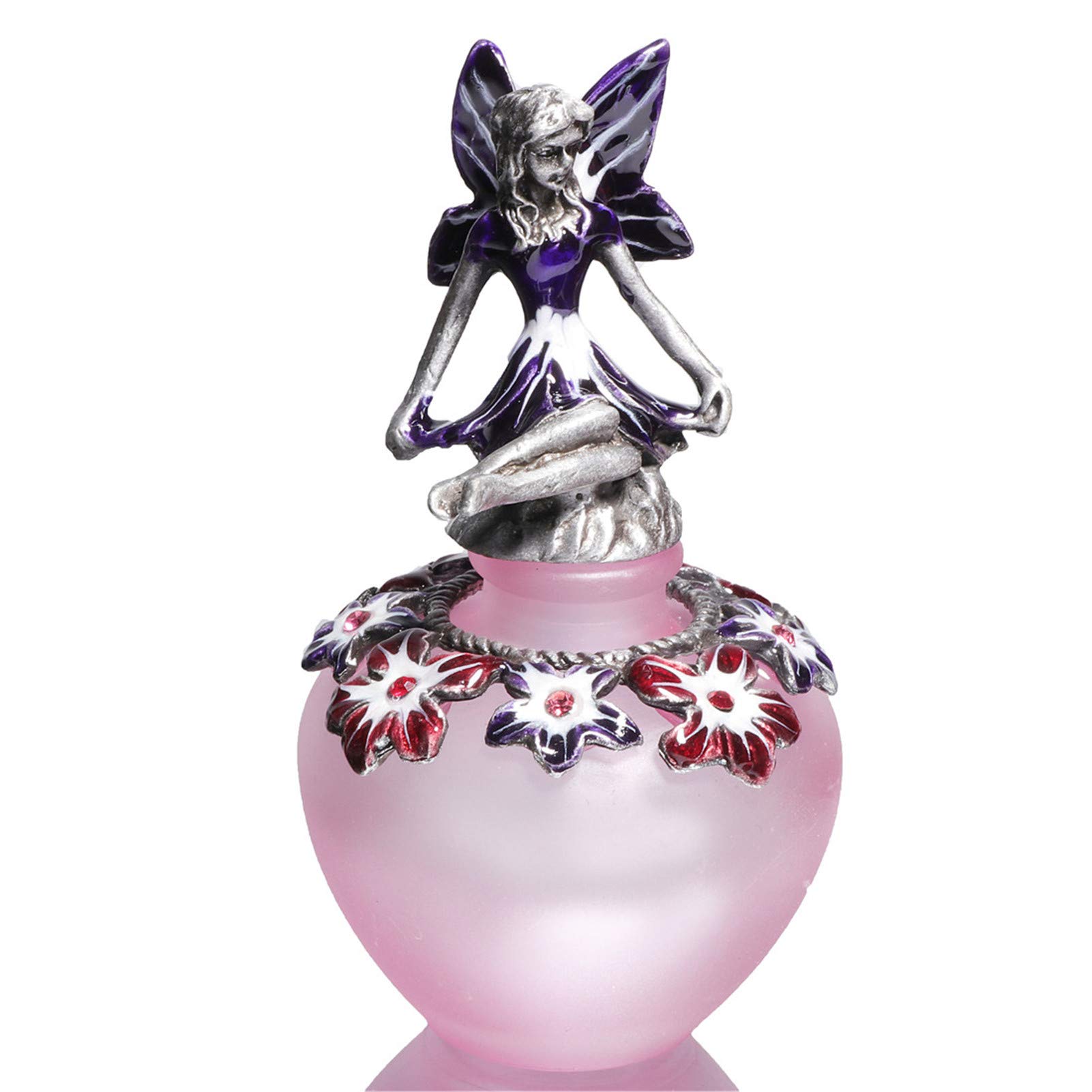 Waltz&F Vintage Jeweled Capped Flat Bottom Perfume Bottle Empty Refillable Essential Oil Bottle 40ml (Angel), Angel