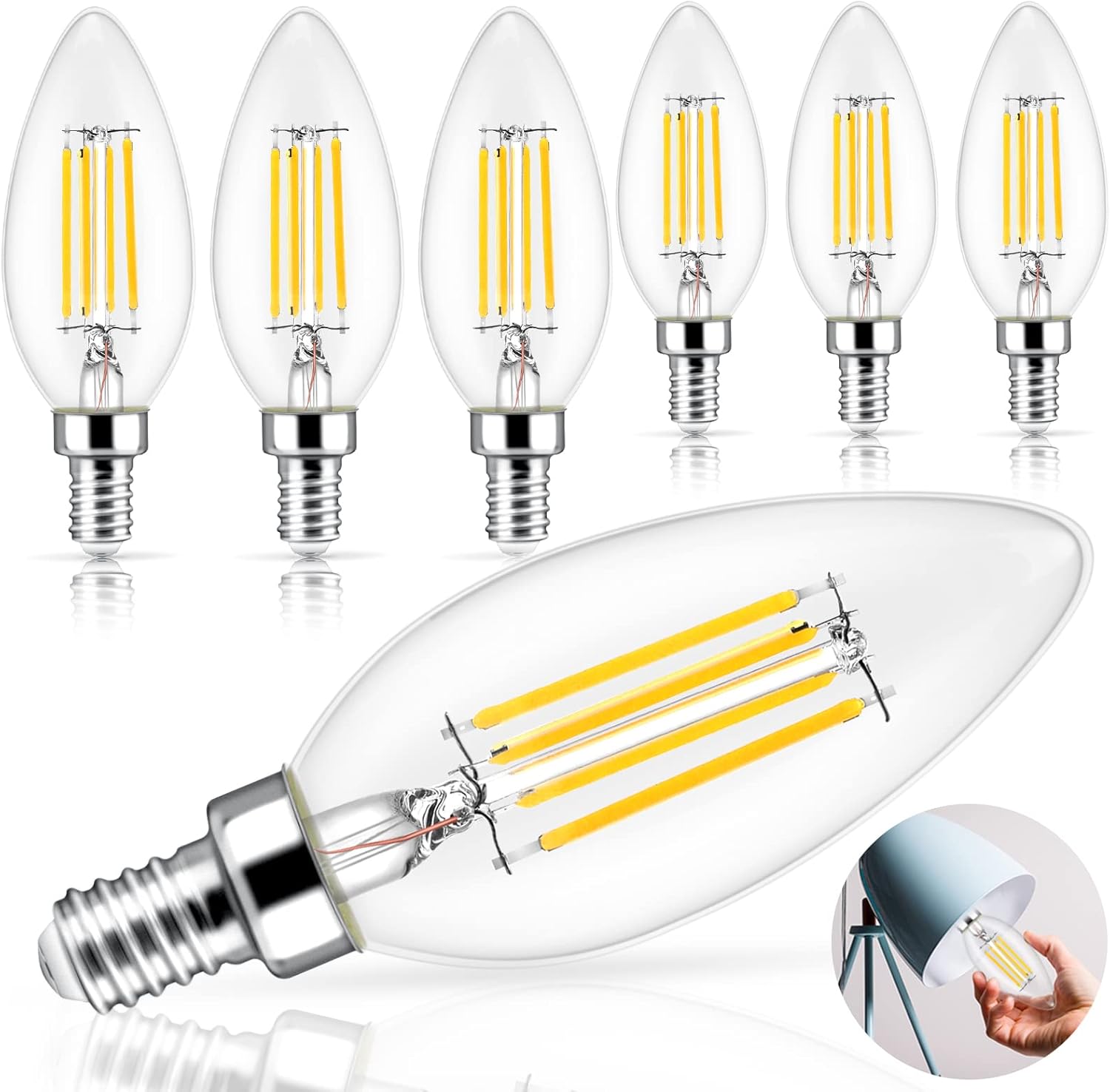 ANALOI E12 Candelabra LED Light Bulbs 60 Watt Equivalent, 400Lumen