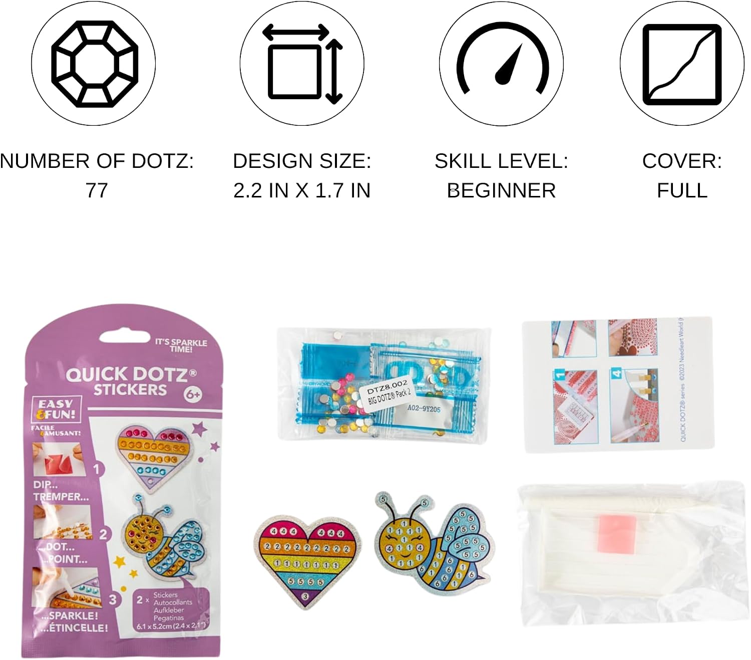 DIAMOND DOTZ ® - Quick DOTZ ® - Big DOTZ ® - Stickers, Pack 3, Dairy Cream, Big Gem Diamond Painting Kits for Kids, Diamond Art for Kids Ages 6-8, Arts and Crafts for Kids 4-6, Gem Art